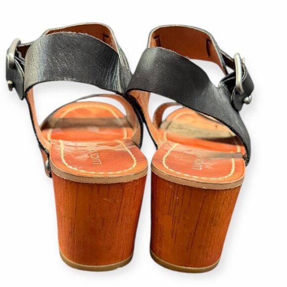 LUCKY BRAND Women’s Black Hashti Platform Block Heel Sandals Size 7 - Picture 3 of 7